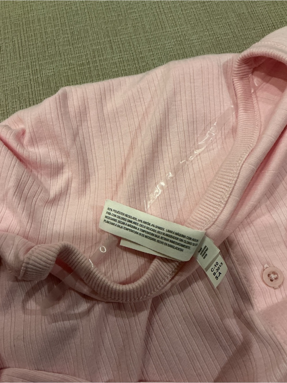 Auden Light Pink Ribbed Button-Front Long Sleeve Top - Picture 3 of 3